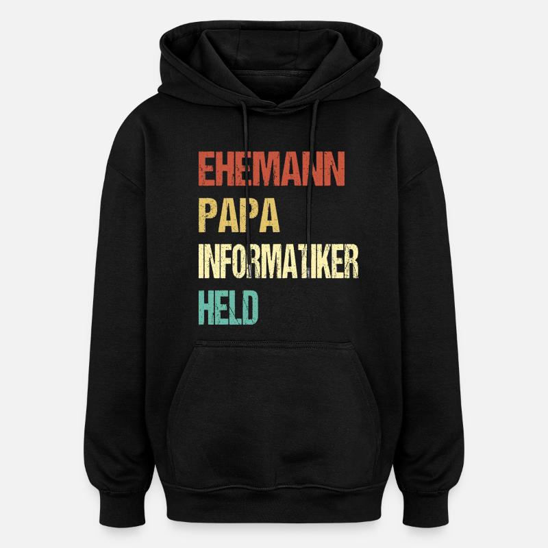 papa informaticien - Sweat à capuche oversize unisexe - noir