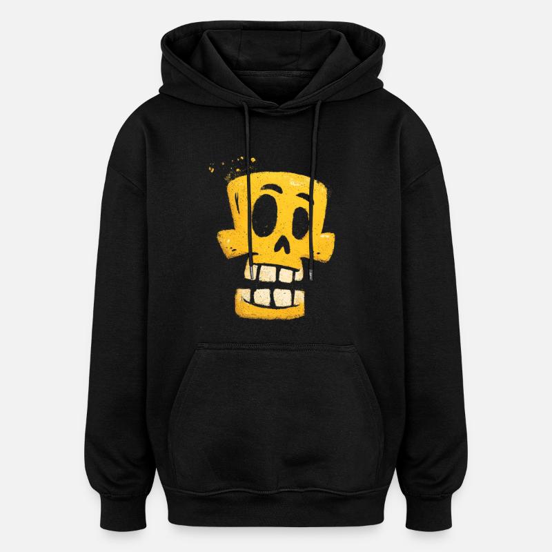 Sourire squelette jaune de graffiti - Sweat à capuche oversize unisexe - noir