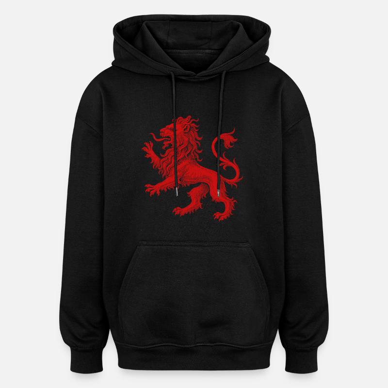Lion Rouge - Sweat à capuche oversize unisexe - noir