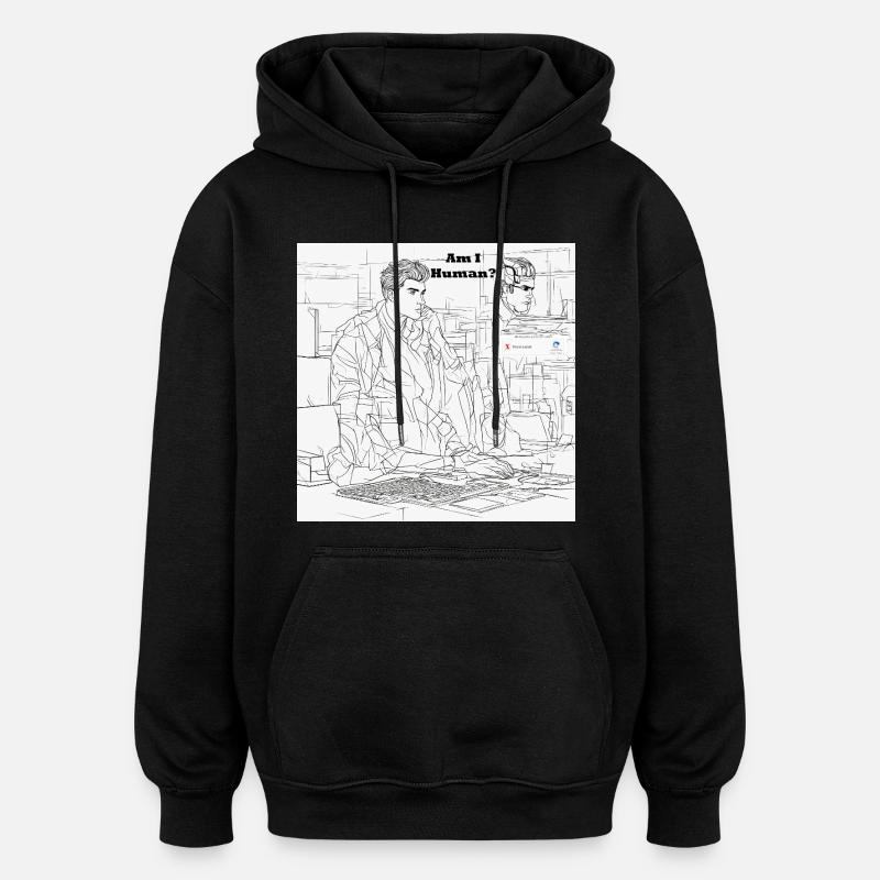 Mensch oder Roboter - Oversized Unisex Hoodie - Schwarz