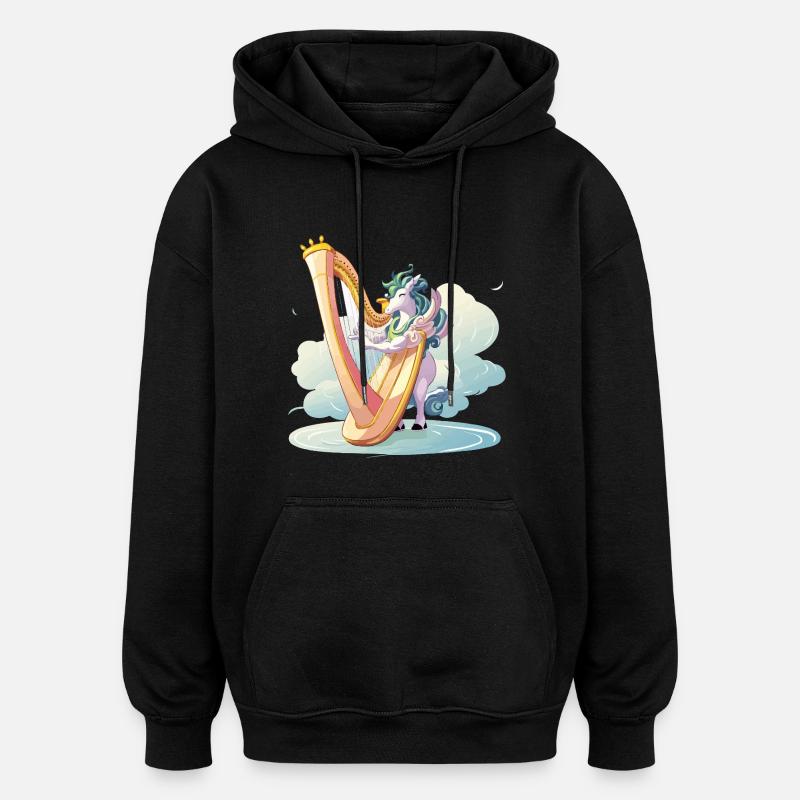 Harfentier sur les nuages - Sweat à capuche oversize unisexe - noir