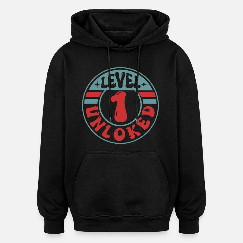 Niveau 1 débloqué – Design Cool Gamer - Sweat à capuche oversize unisexe - noir