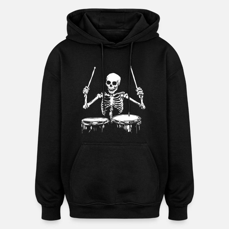 Batteur Squelette Batterie Batterie Batterie - Sweat à capuche oversize unisexe - noir