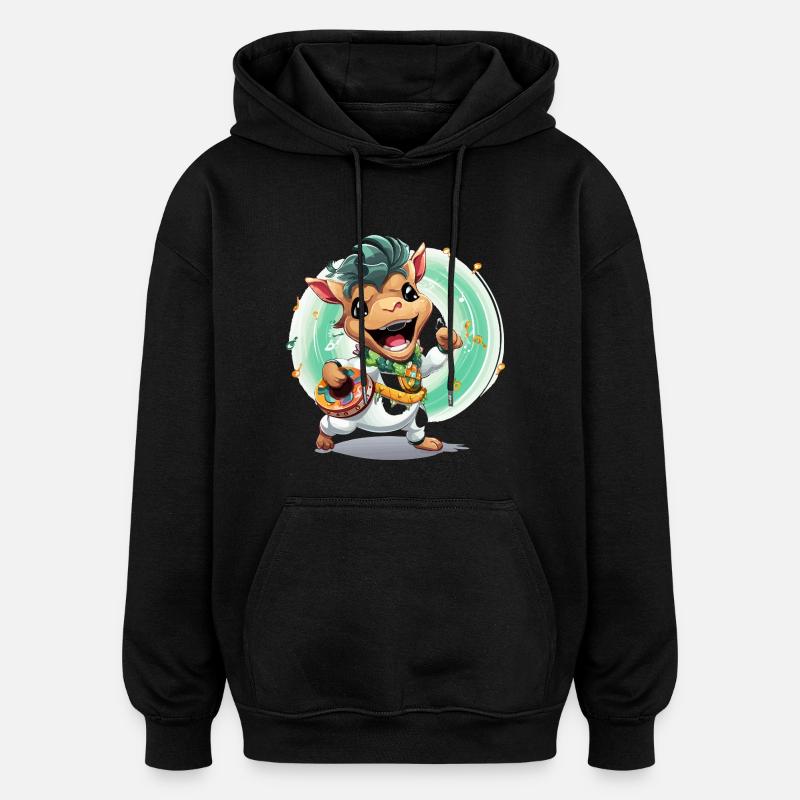 Kuh Trommler im Karneval - Oversized Unisex Hoodie - Schwarz