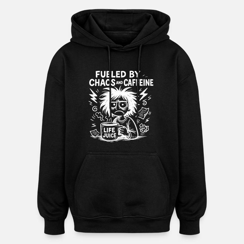 Angetrieben von Koffein-Spaß - Oversized Unisex Hoodie - Schwarz