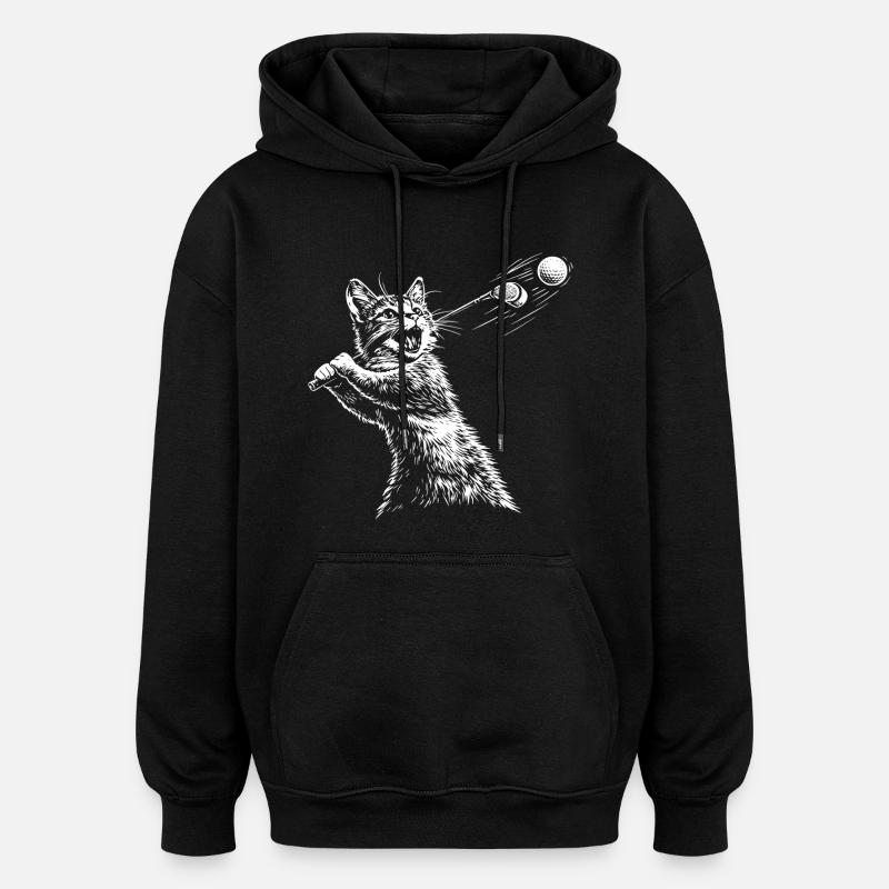 Golf Cat Golf - Sweat à capuche oversize unisexe - noir