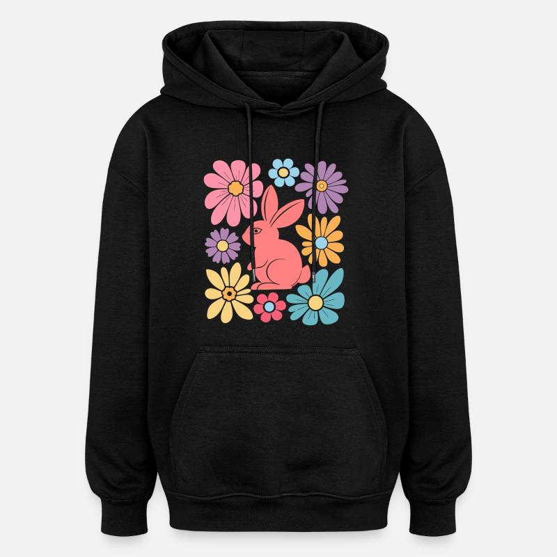 Happy Easter Bunny Boho - Oversized Unisex Hoodie - black