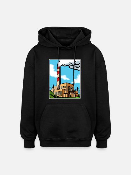 Industrial Cartoon Skyline - Oversized Unisex Hoodie - black