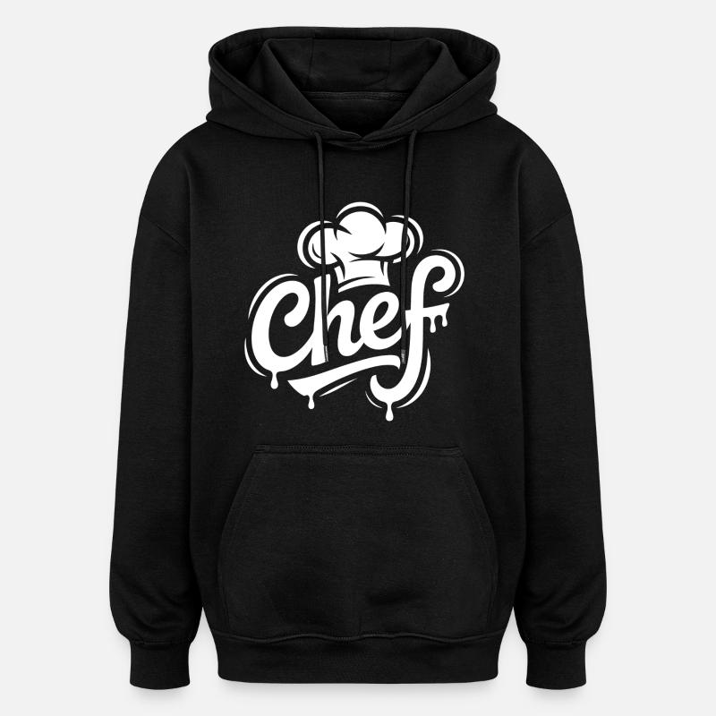Lettrage du logo du chef - Sweat à capuche oversize unisexe - noir