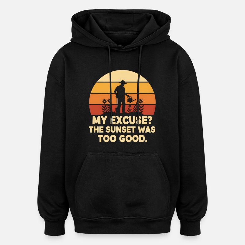 Jardinier au soleil: excuses acceptées - Sweat à capuche oversize unisexe - noir