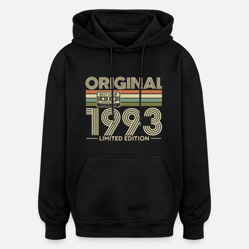 Rétro 1993 Édition Limitée Cassette - Sweat à capuche oversize unisexe - noir