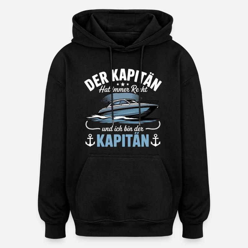 Capitaine de bateau, permis de bateau - Sweat à capuche oversize unisexe - noir