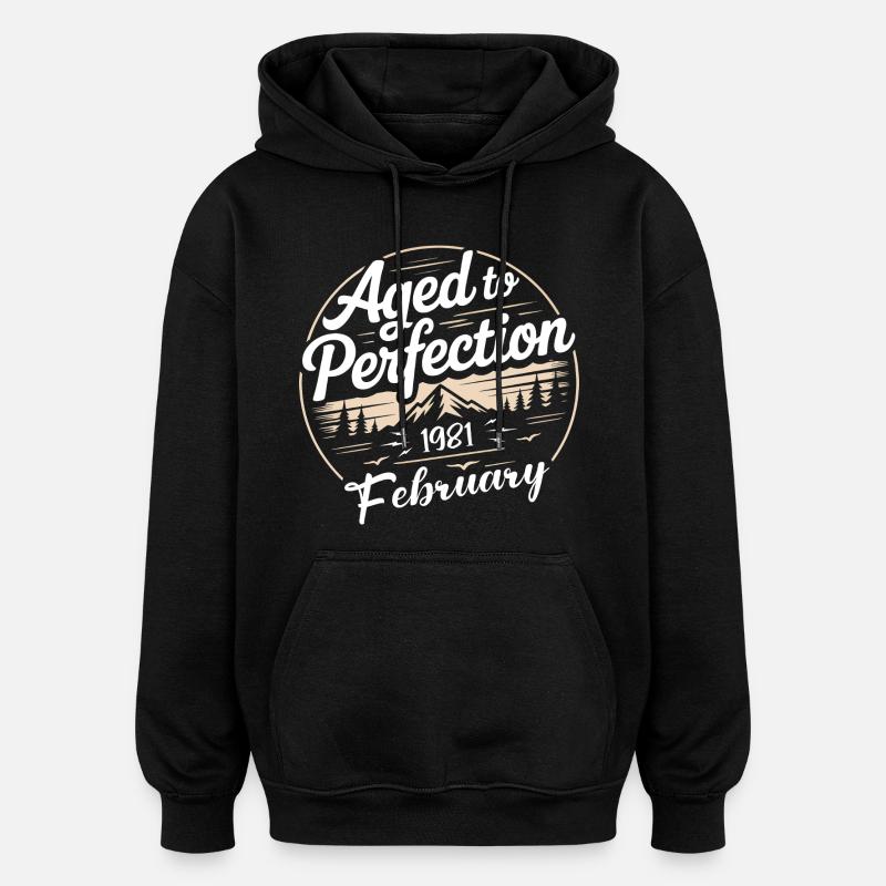 Februar 1981  - Oversized Unisex Hoodie - Schwarz
