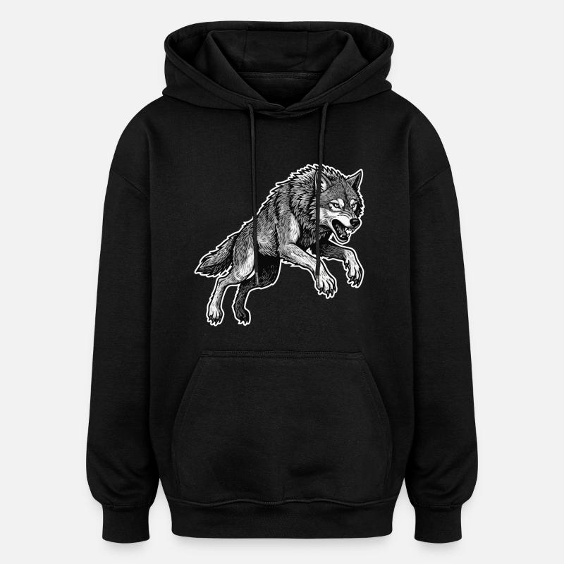 Wild Wolf Race Maskottchen Alpha Wolf - Oversized Unisex Hoodie - Schwarz
