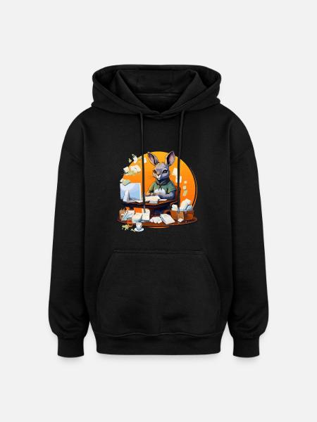 Bürohase im Papierchaos - Oversized Unisex Hoodie - Schwarz