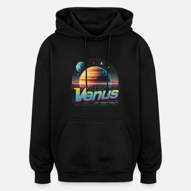 Canoës Néon Spatial Rétro - Sweat à capuche oversize unisexe - noir