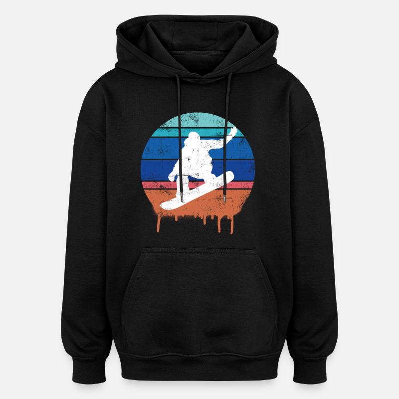 Snowboard rétro - Sweat à capuche oversize unisexe - noir