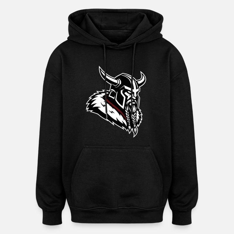 Wikinger-Eroberer, nordisches Maskottchenprofil Krieger - Oversized Unisex Hoodie - Schwarz