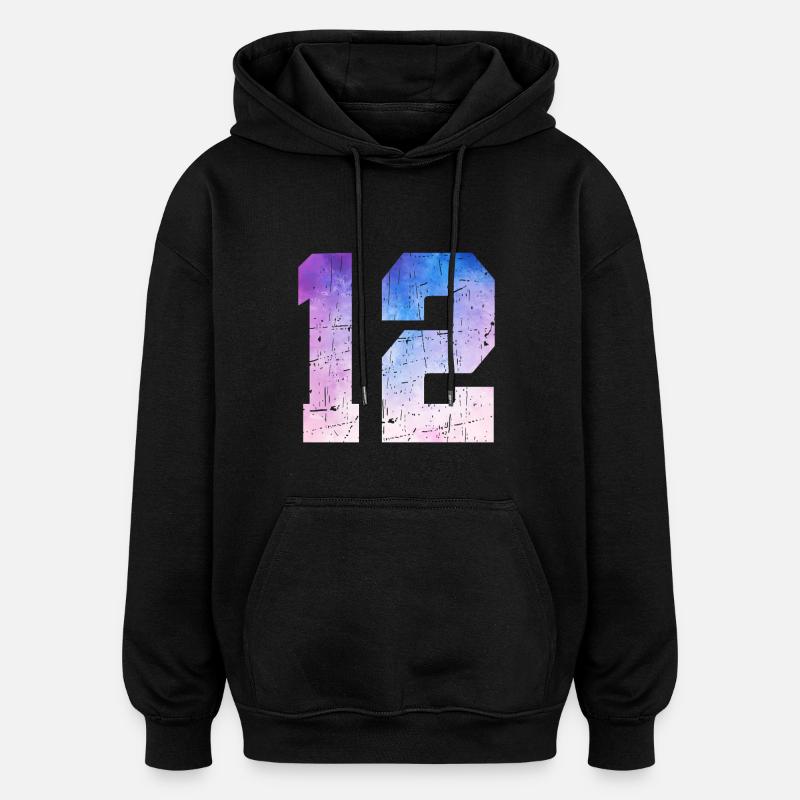 numéro 12 – Cadeau anniversaire 12 ans - Sweat à capuche oversize unisexe - noir