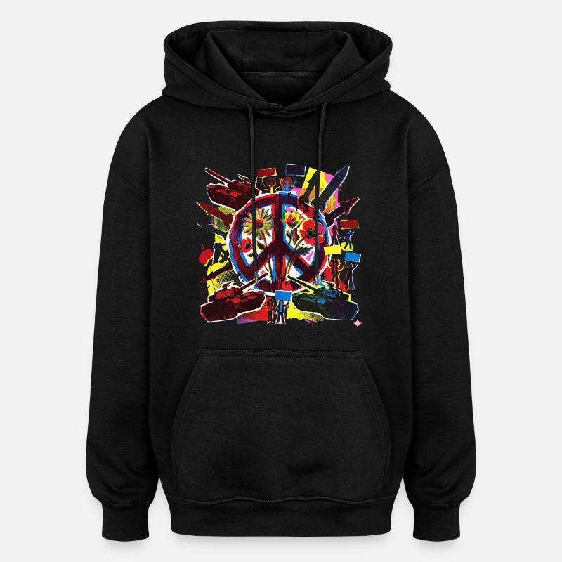 Paix, arrêtez la guerre - Sweat à capuche oversize unisexe - noir