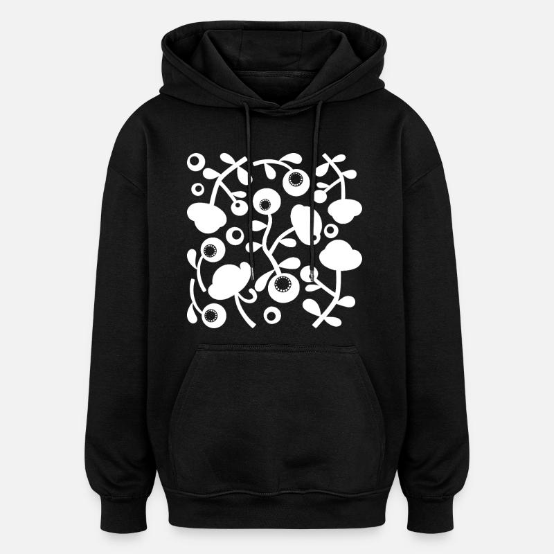 Pivoines abstraites L blanches transparentes - Sweat à capuche oversize unisexe - noir