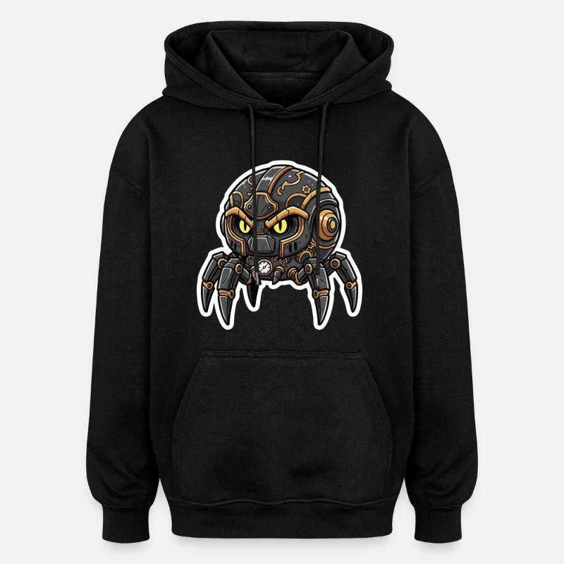 Steampunk Black Watchmaking Spider Sentinel - Oversized Unisex Hoodie - black