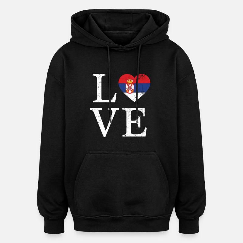 Avec amour la Serbie - Sweat à capuche oversize unisexe - noir