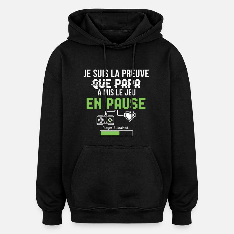 Pause Pixel Vert – Jeu Retro - Sweat à capuche oversize unisexe - noir