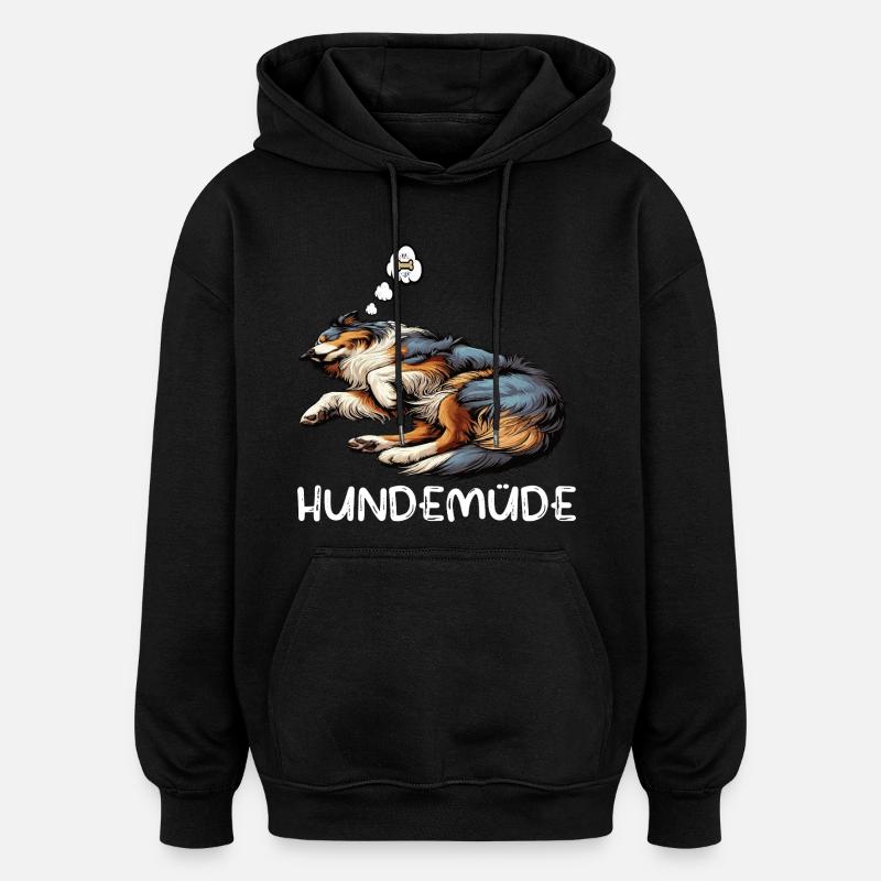 Hundemüde Australian Shepherd Aussie Aussiehalter - Oversized Unisex Hoodie - Schwarz