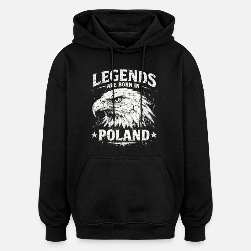 Poland Legend: White Eagle – Pride & Tradition - Oversized Unisex Hoodie - black