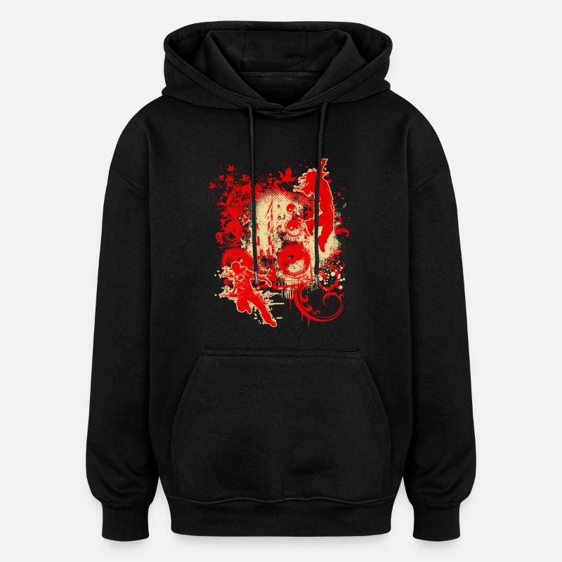 Splash Sonore Rouge DJ - Sweat à capuche oversize unisexe - noir