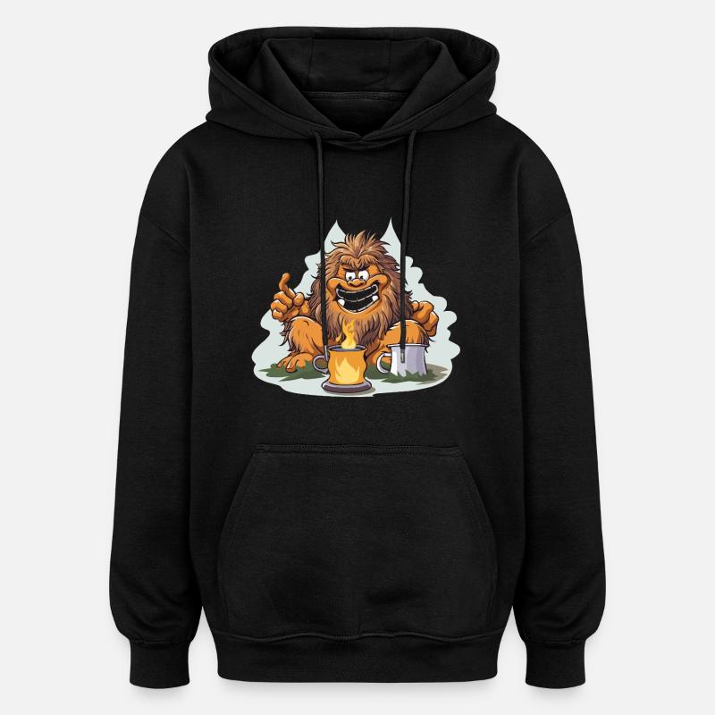 Café Yéti avec Feuerlust - Sweat à capuche oversize unisexe - noir
