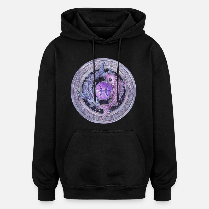 Don Poissons du signe du zodiaque - Sweat à capuche oversize unisexe - noir