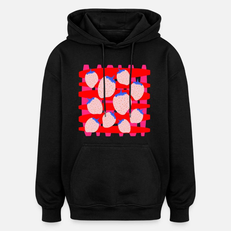 Fraises - Sweat à capuche oversize unisexe - noir
