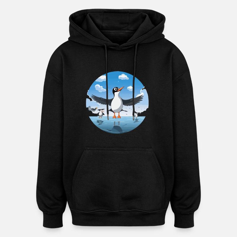 Pinguin Kreis am Eissee - Oversized Unisex Hoodie - Schwarz