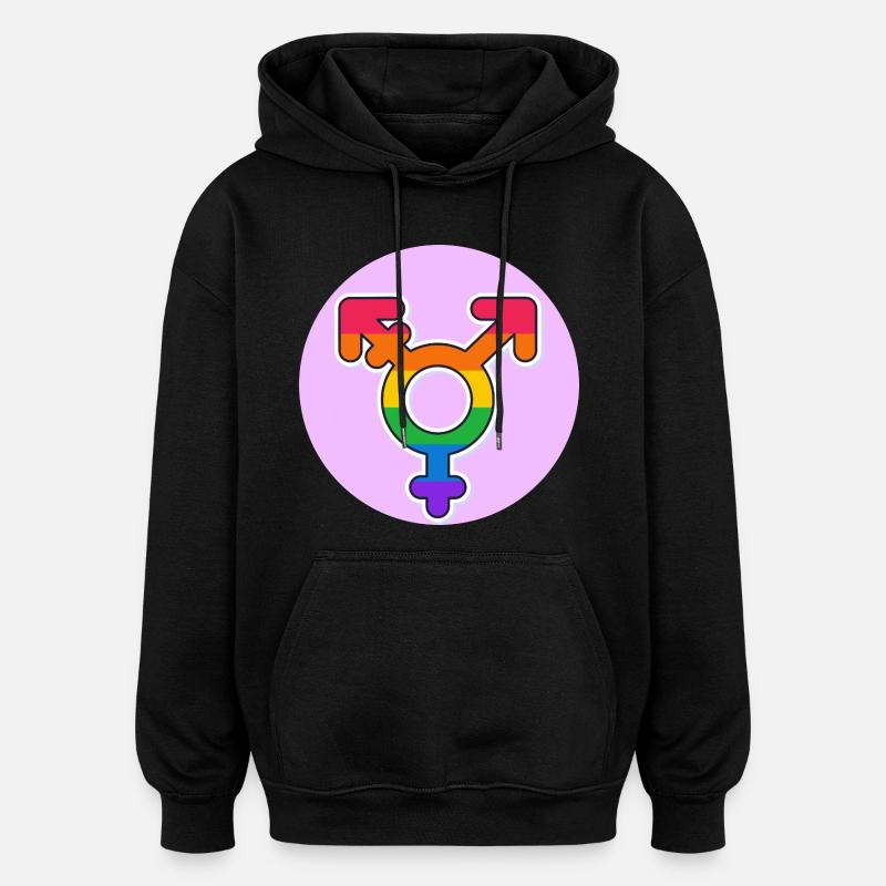 Symbole arc-en-ciel de la fierté transgenre - Sweat à capuche oversize unisexe - noir