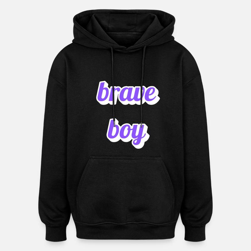 Lettrage Brave Boy - Sweat à capuche oversize unisexe - noir