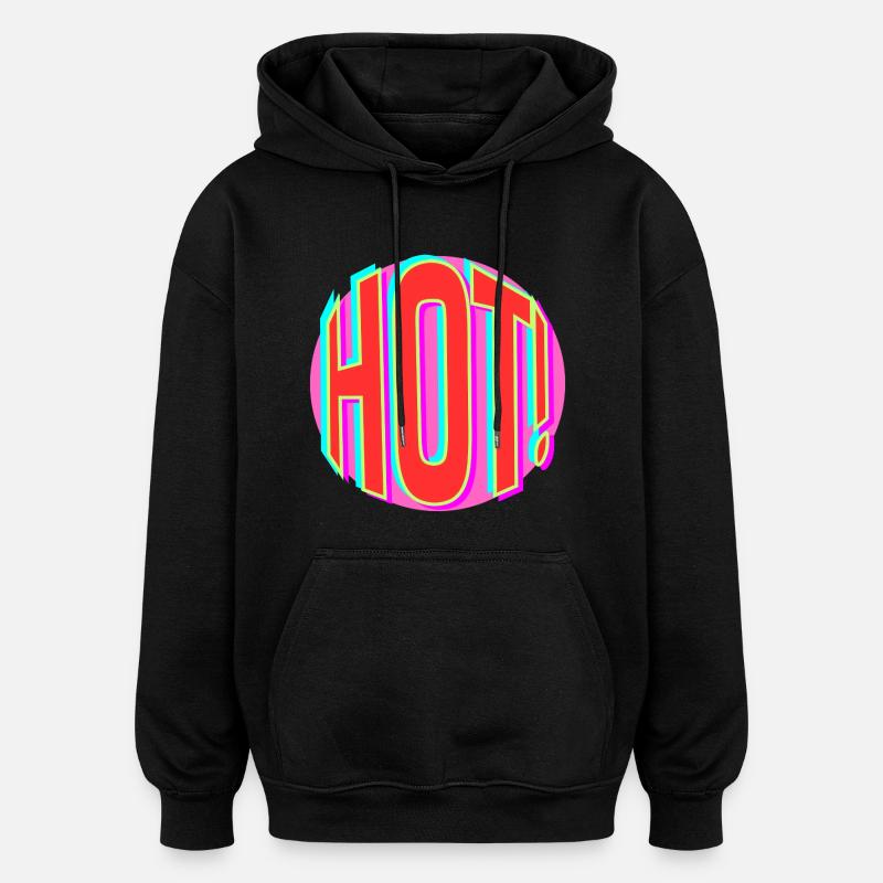 Lettrage rétro néon chaud - Sweat à capuche oversize unisexe - noir