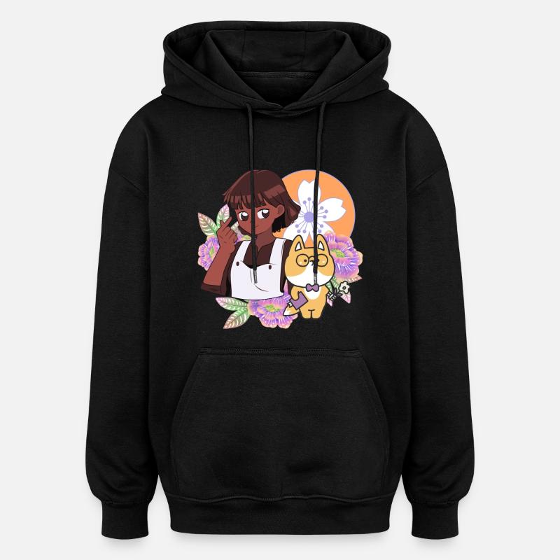 Fingerherzzeichen & Süßer Fuchs mit Prothesenhand - Oversized Unisex Hoodie - Schwarz