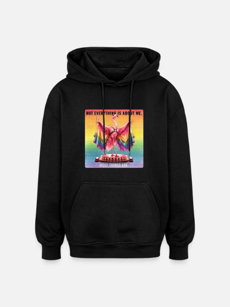 Gay Pride Flamingo Rainbow Design - Oversized Unisex Hoodie - black