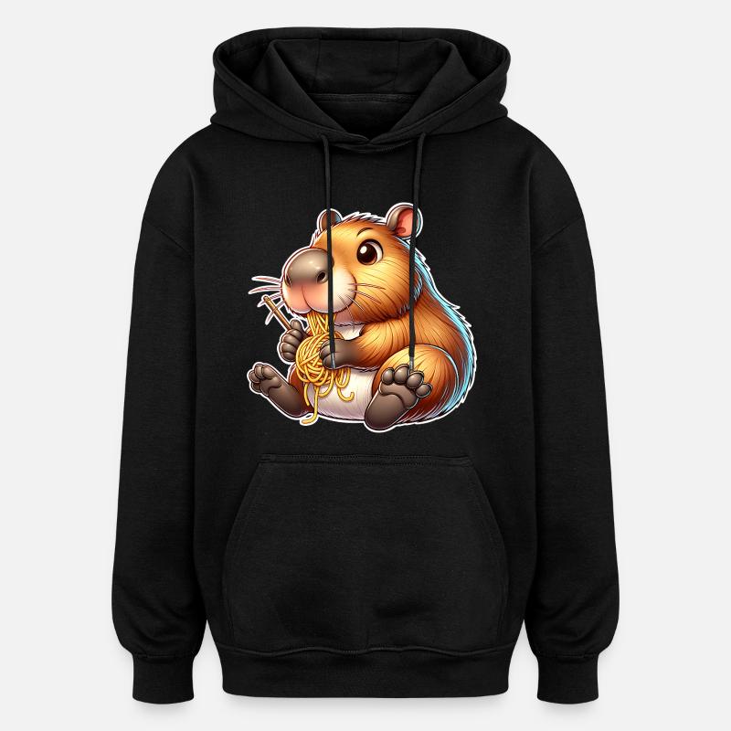 Pâtes à capybara - Sweat à capuche oversize unisexe - noir
