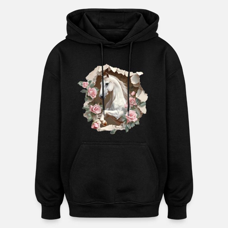 Cheval - Sweat à capuche oversize unisexe - noir