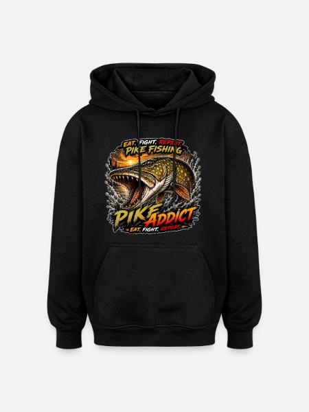 Pike Fishing Addict T-Shirt - Oversized Unisex Hoodie - black