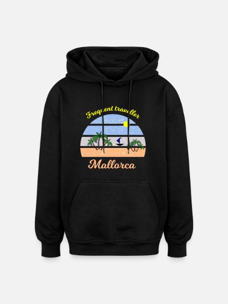 Mallorca Retro Palmenreise - Oversized Unisex Hoodie - Schwarz