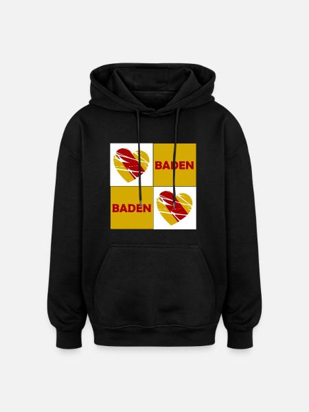 Baden Herz Quadrat - Oversized Unisex Hoodie - Schwarz