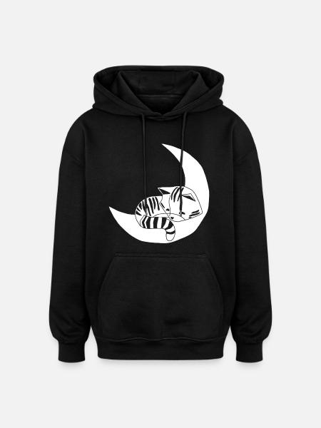 The Kitten and the Moon - Oversized Unisex Hoodie - black