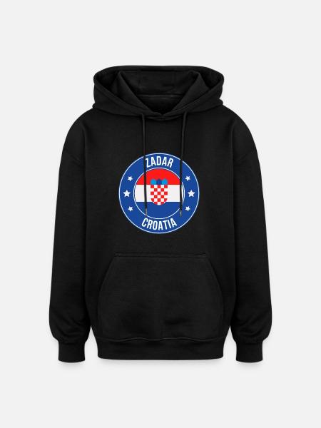Zadar Croatia Crest Circle - Oversized Unisex Hoodie - black