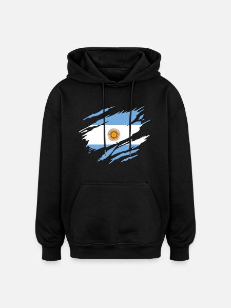 Argentine Drapeau Argentin Argentine - Sweat à capuche oversize unisexe - noir