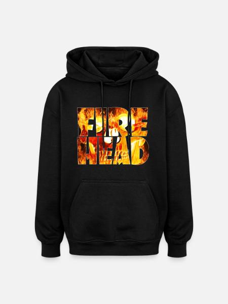 Lettrage feuerkopf en flammes - Sweat à capuche oversize unisexe - noir
