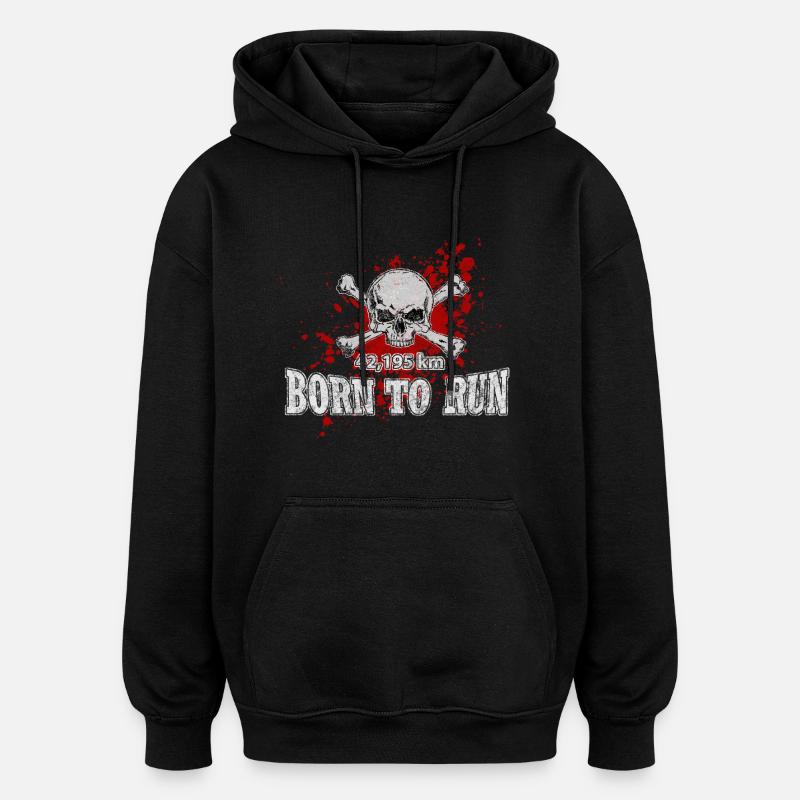 Marathonlauf - Oversized Unisex Hoodie - Schwarz